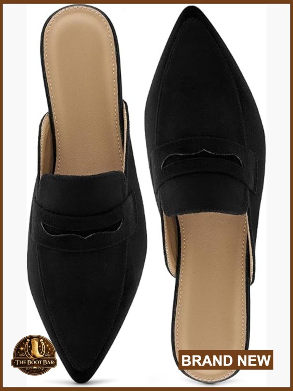 Pointed Toe Suede Mules Slip On Flats Comfortable Business Casual Work Shoes